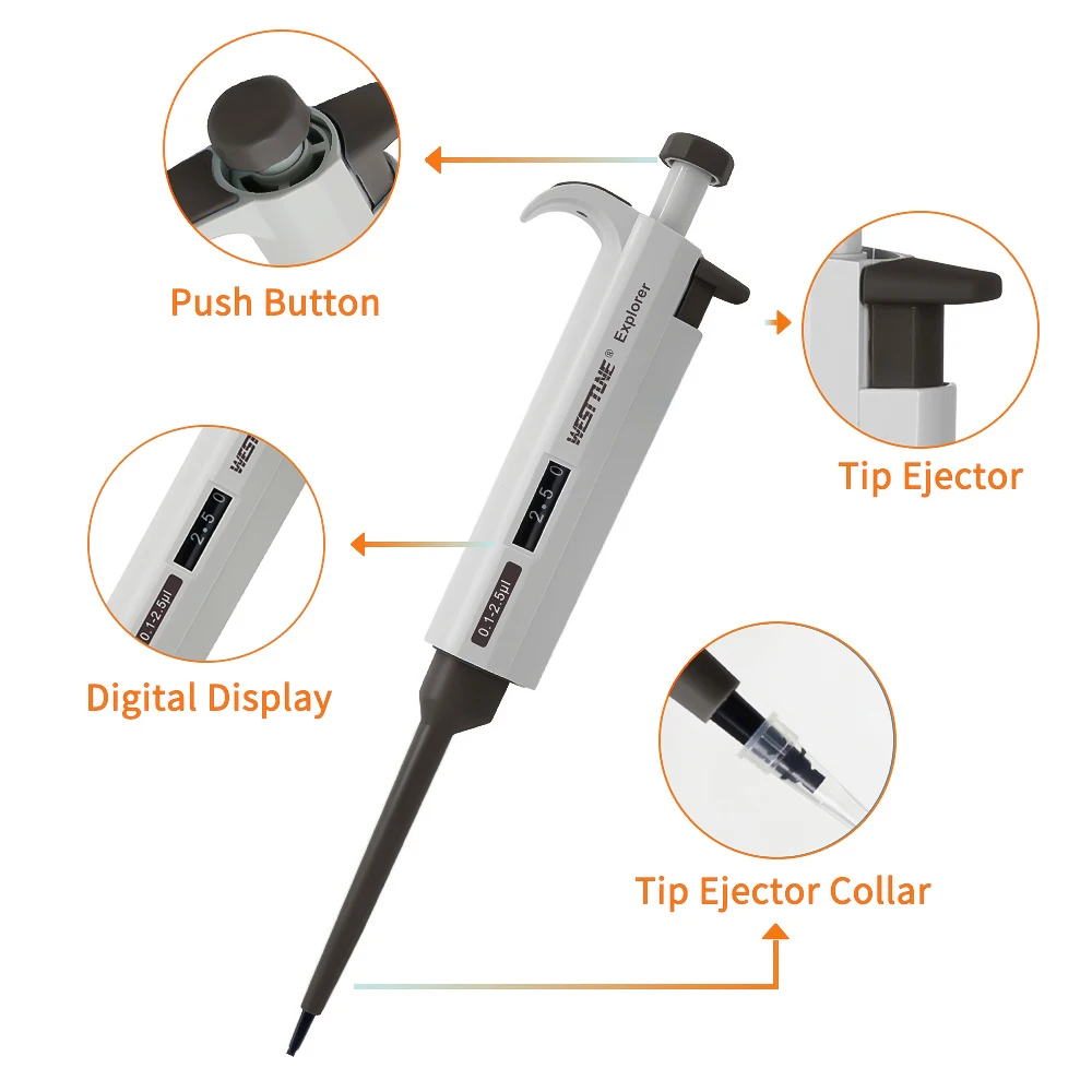 West Tune High Quality Lab Test Automatic Adjustable Volume 0.001-10ml Micro Pipette