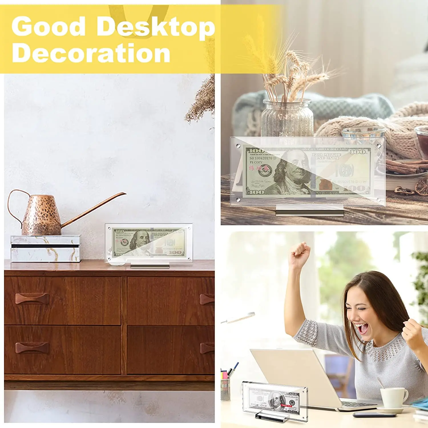 H037 Acrylic Display Stand,Acrylic Display Dollar Bill Holder Currency