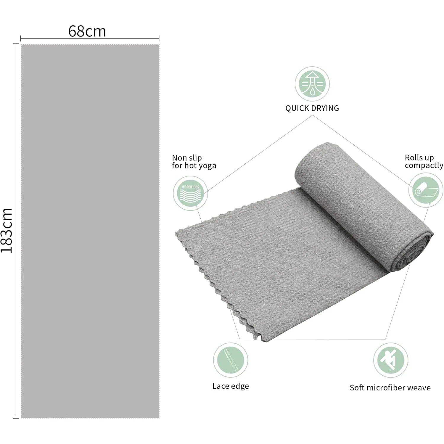 Eco Friendly Foldable Portable Hot Yoga Towel with Super Absorbent Microfiber product detail 2