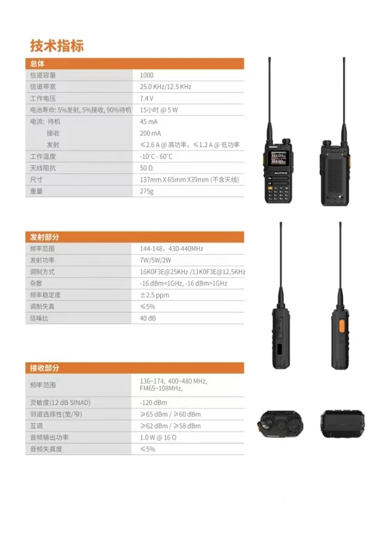 宝丰UV26对讲机50公里一键频率匹配GPS定位蓝牙APP书写频率户外