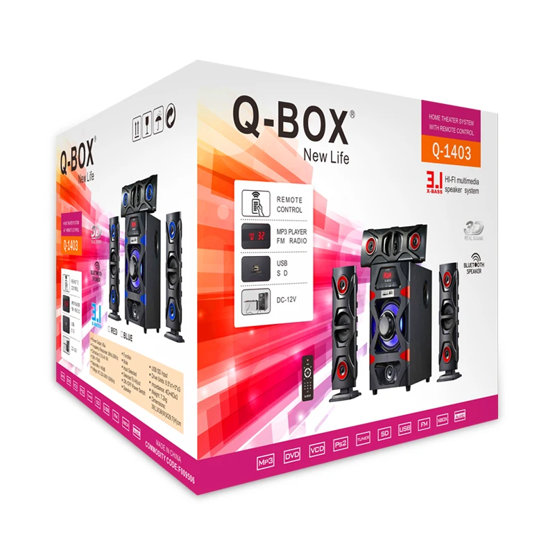 Q-BOX Q-1403 3.1 Speaker - Wireless Dj Speaker Stand JPL