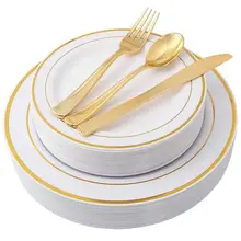 New Household Disposable High-Quality Luxury Dinner Plate High-Grade Plastic Hotel Wedding Western Food Plate