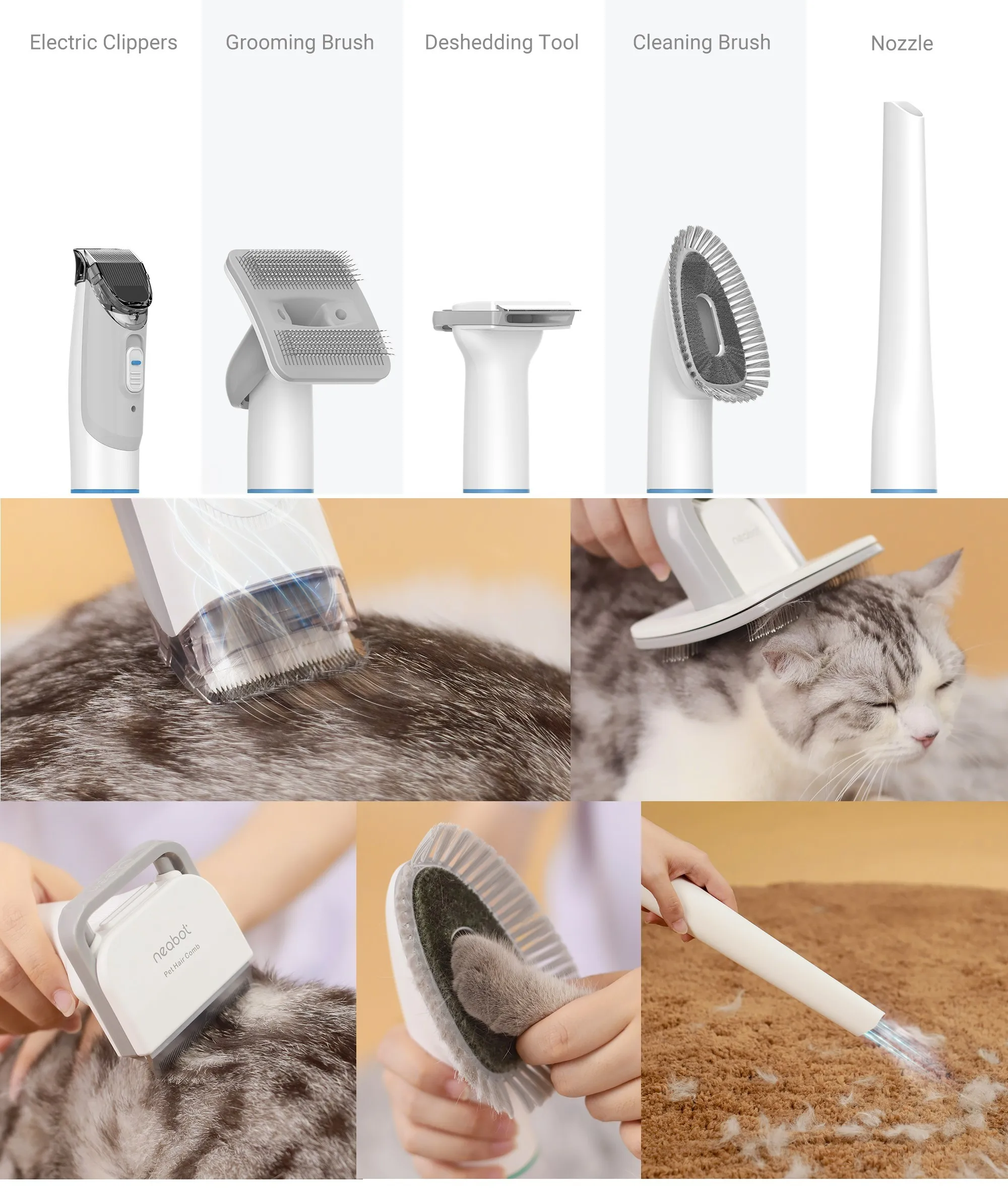 Neakasa P2 Pro Professional Pet Grooming Cat Trimmer Remover Brush Comb ...