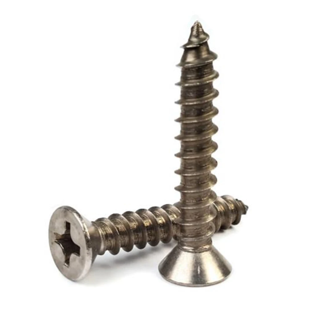 304 Stainless Steel Countersunk Tapping Screws – M1 To M6, Cross Recessed Flat Wood Screws, Various Sizes (40mm, M2.6, 50pcs)