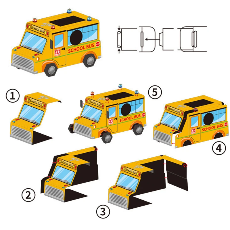 Kids Wearable 3D Cardboard Vehicle Model Cosplay Toys Children Assemble DIY Handmade Paper Box Performance Carton Play House Toy