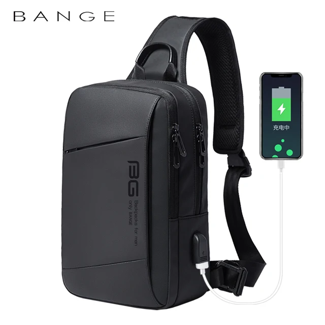 BANGE Borsa A Tracolla Uomo In Tessuto Oxford Impermeabile, 32,9x21,8x9,9 Cm, Con Tasche Multiple, Porta IPad, Tracolla Traspirante