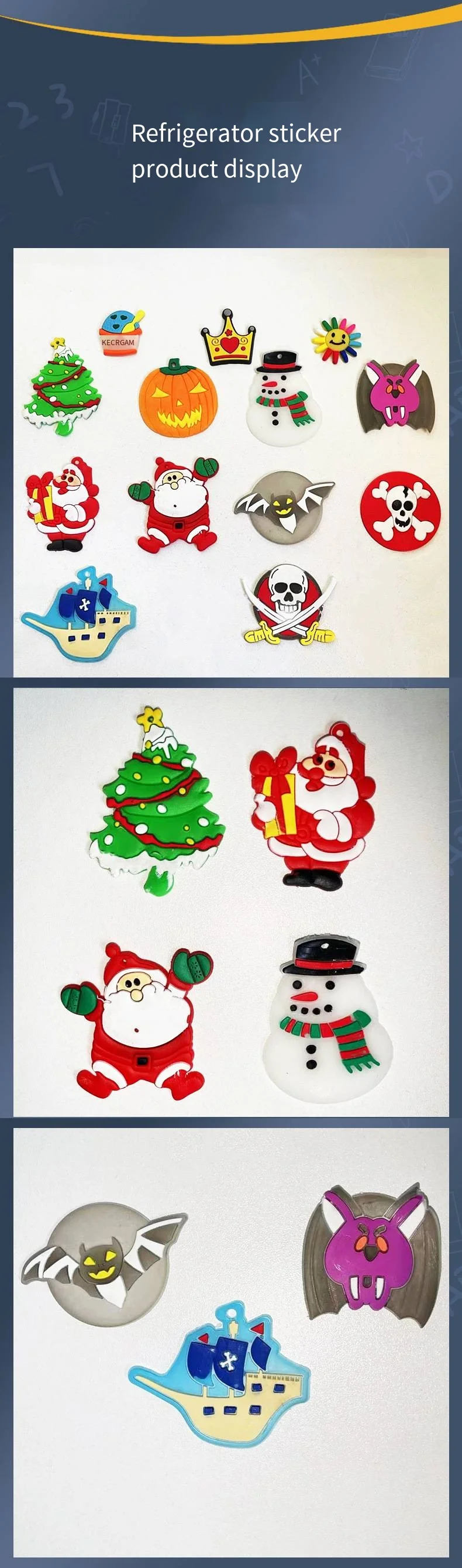 Christmas refrigerator patch Snowman soft glue magnet new decoration Halloween cross-border creative magnetic stickers factory