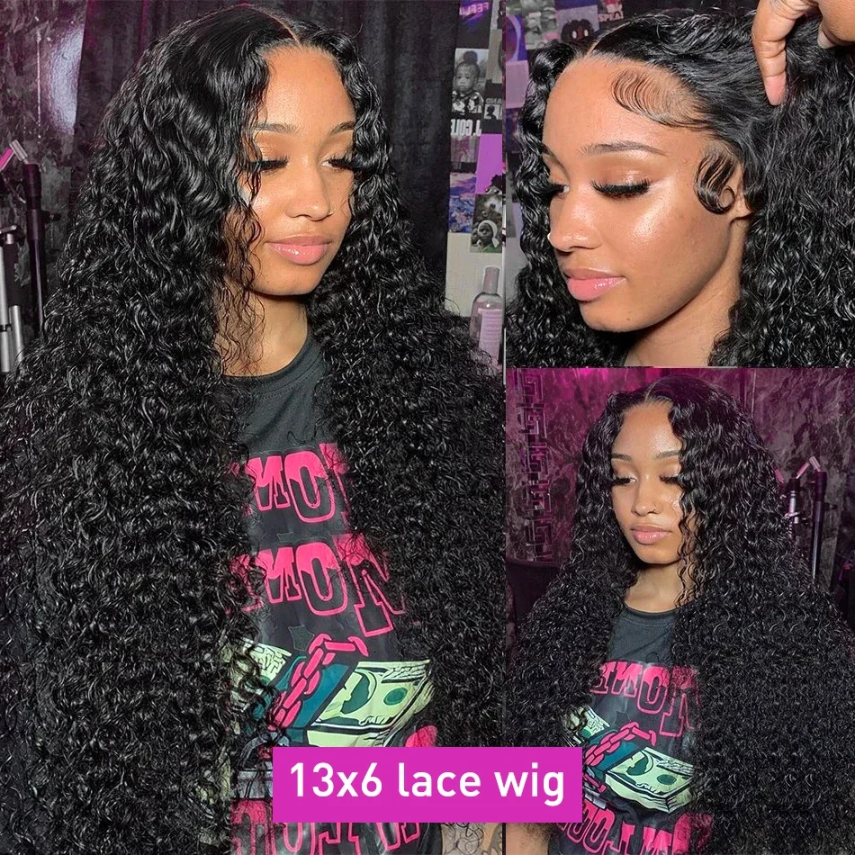 250 Densitet Lockigt HD Transparent Lace Frontal Peruk Brasiliansk Remy Vatten Djupt Vågigt Äkta Hår Peruker För Kvinnor_voghion.com