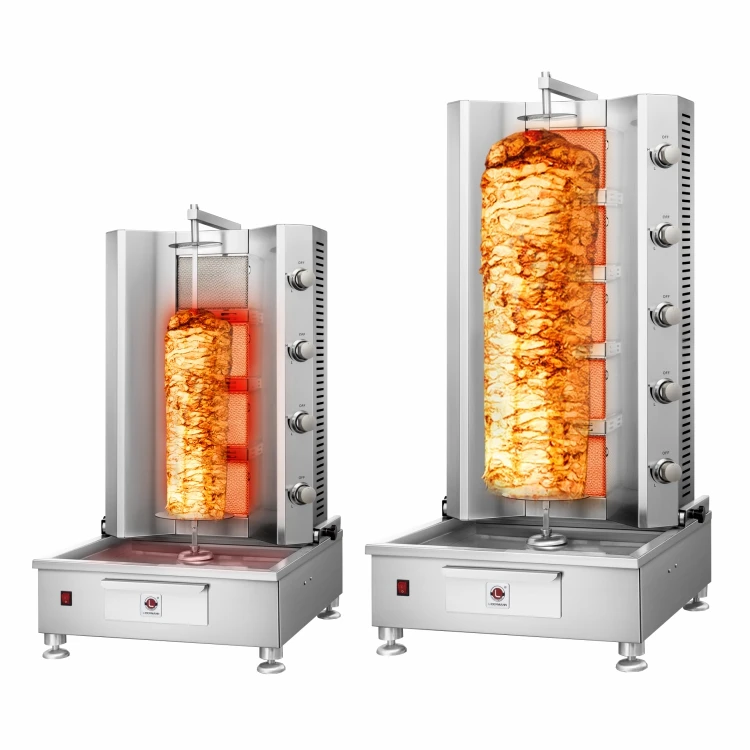 Professional Commercial Kebab Machine with Three Durable Ceramic Burners Automatic Rotating BBQ Grills Shawarma Powered Gas
