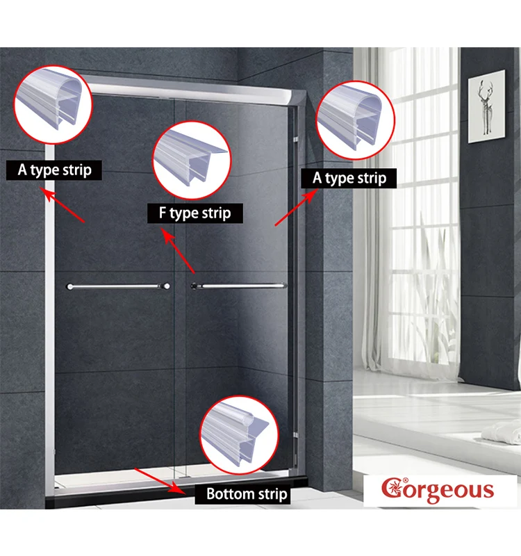 Silicon Rubber Profile Sealing Weather Magnet Shower Water Enclosure Magnetic Plastic Partition Strip Glass Seal for Glass Door