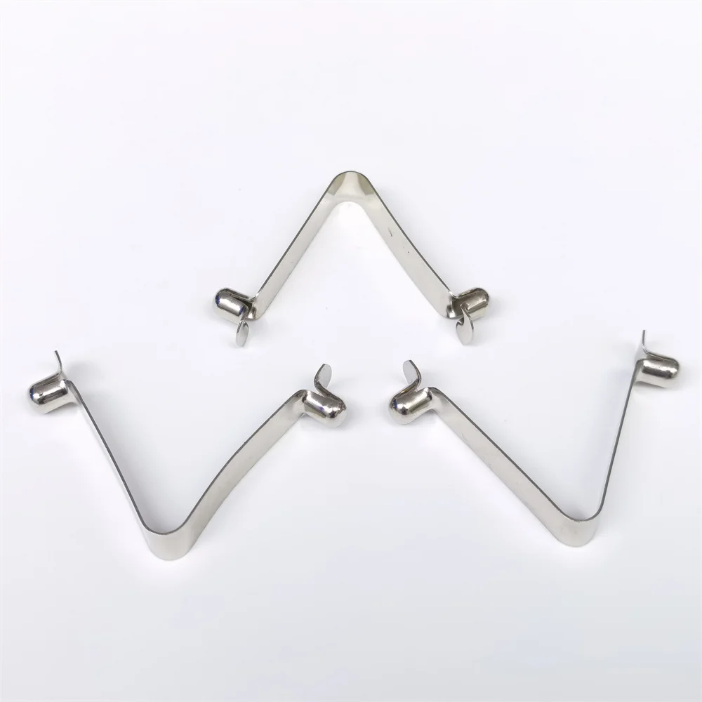 China Factory Custom Double Push Button Spring Snap Clip V Shape Metal Tube Spring Clips