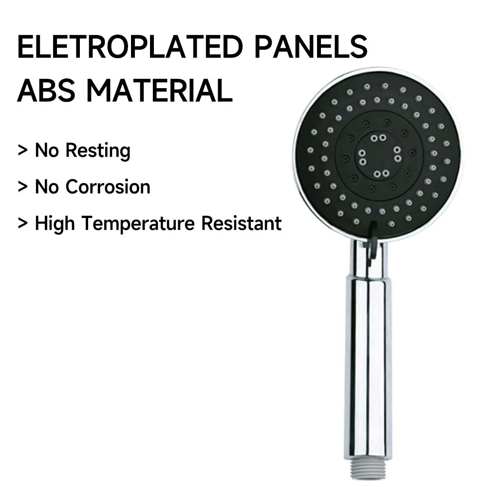 5 Modes Modern Black High Pressure Rainfall Abs Chrome Spa Filter Bath