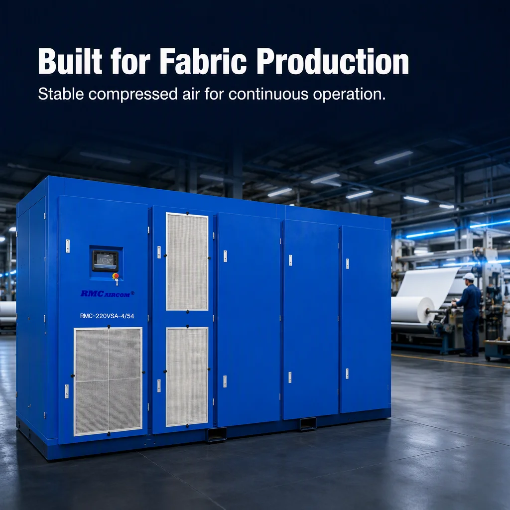 RMC-160LPM-4/54 160KW 4BAR 380v Screw air Compressor VSD/Star Delta Start for Fabric Production