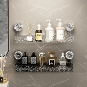 Corrugated Single-Tier Steel Bathroom Storage Rack Punch-Free Wall-Mounted Toilet Organisation Rack Home Dinnerware Type