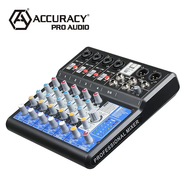 Accuracy Pro Audio MG06XDSP 6 Channels Audio Mixer USB Recorder DJ Mixer Controller