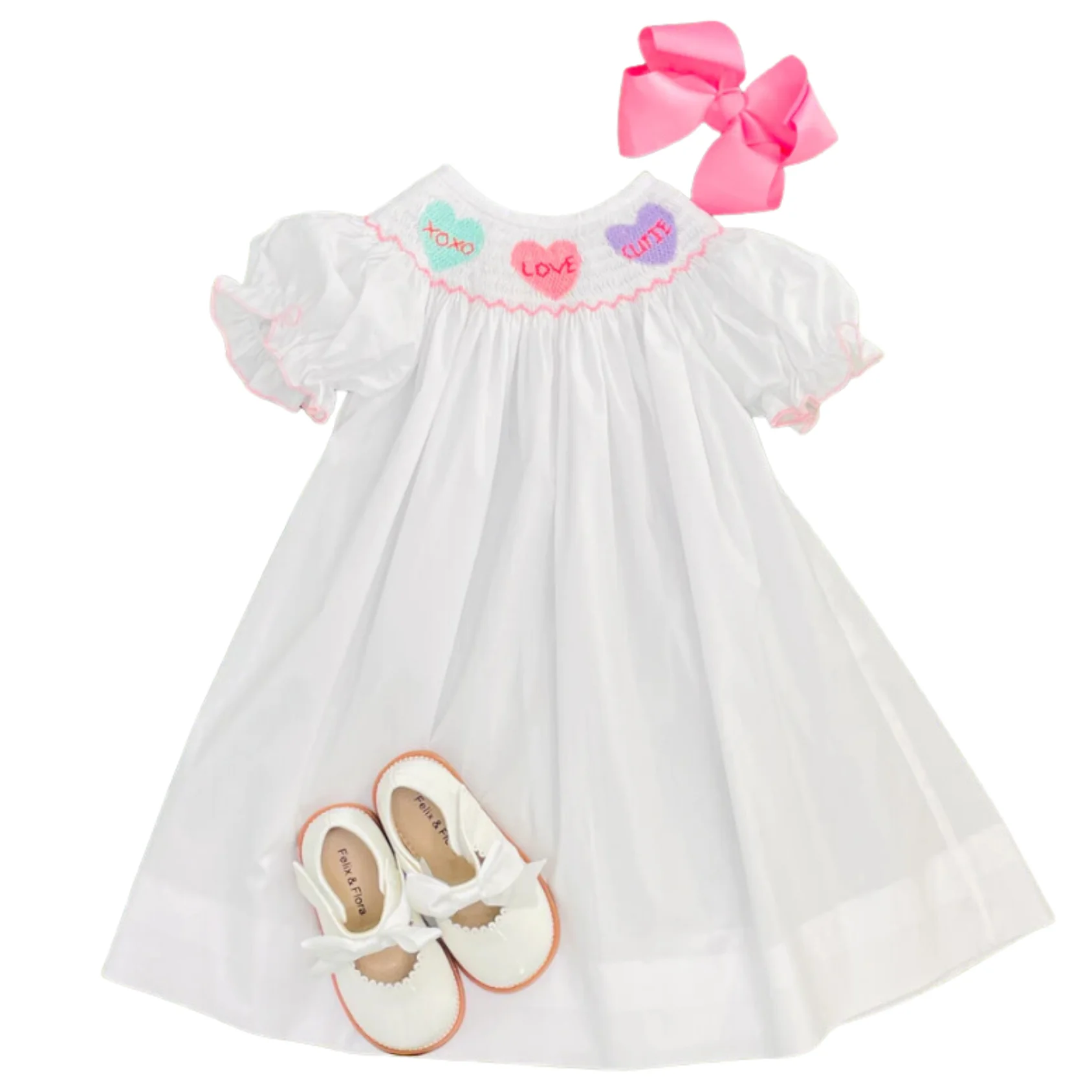 Wholesale Valentine 2024 Girl Smocked Dress Children Clothing All Size