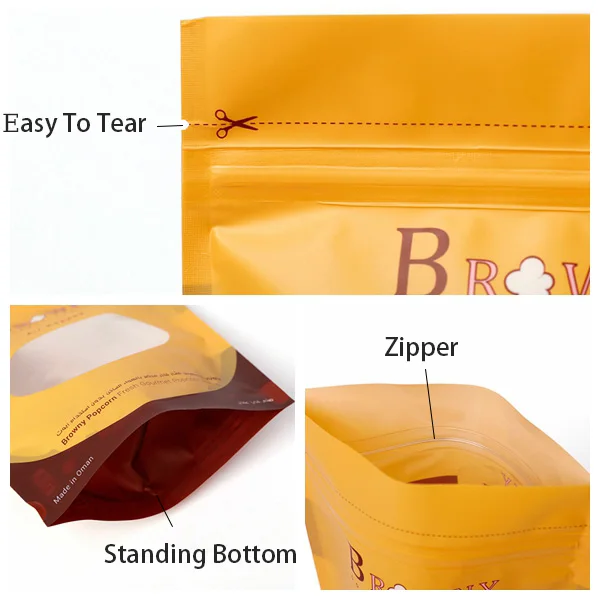 Custom Logo Mylar Resealing Food Grade Matte Bags Plastic Ziplock Stand