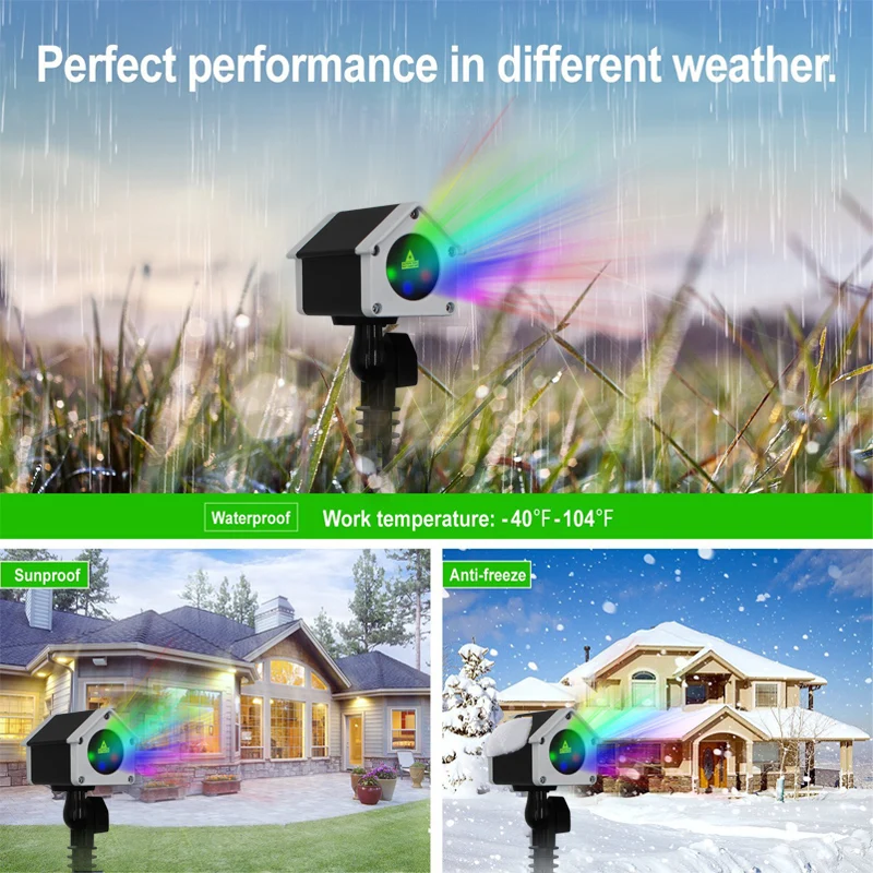 Laser Christmas Projector Light – Outdoor Garden Starry Landscape Light, Red & Green LEDs, IP65 Waterproof, Cold-Resistant, With Remote Timer For Holiday, Party & Garden Decor