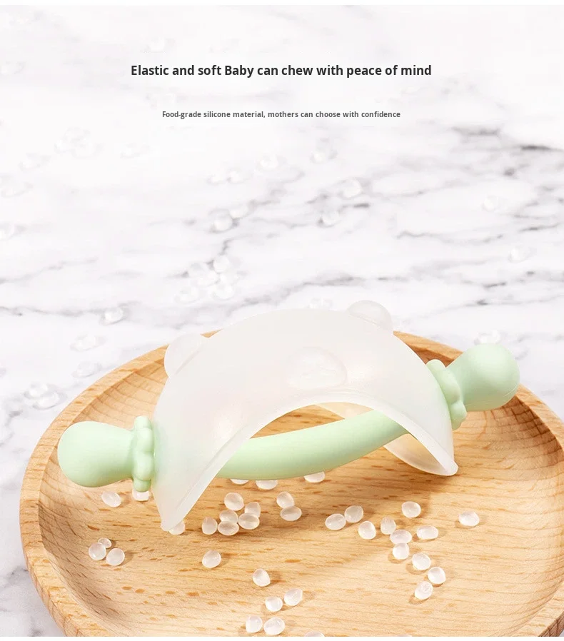 Food Grade Silicone Bear-Shaped Glove Teether for Infants Soft Toy Anti-Thumb Sucking Chewable Teething Stick factory