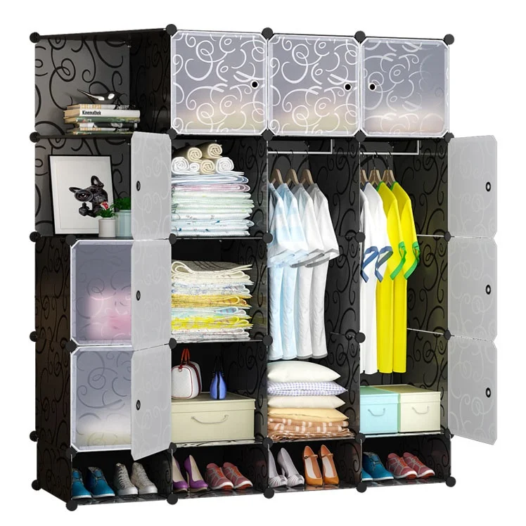 Smart Wardrobe Moving Box With Shelf and Hanger Diy Storage Cube Cabinet Reusable Assemble Wardrobe Closet Plastic Wardrobe