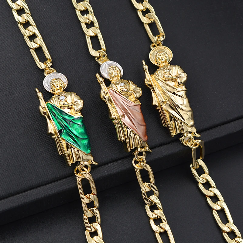 High Quality 14k Oro Laminado San Judas Bracelet Men Women Punk Unique