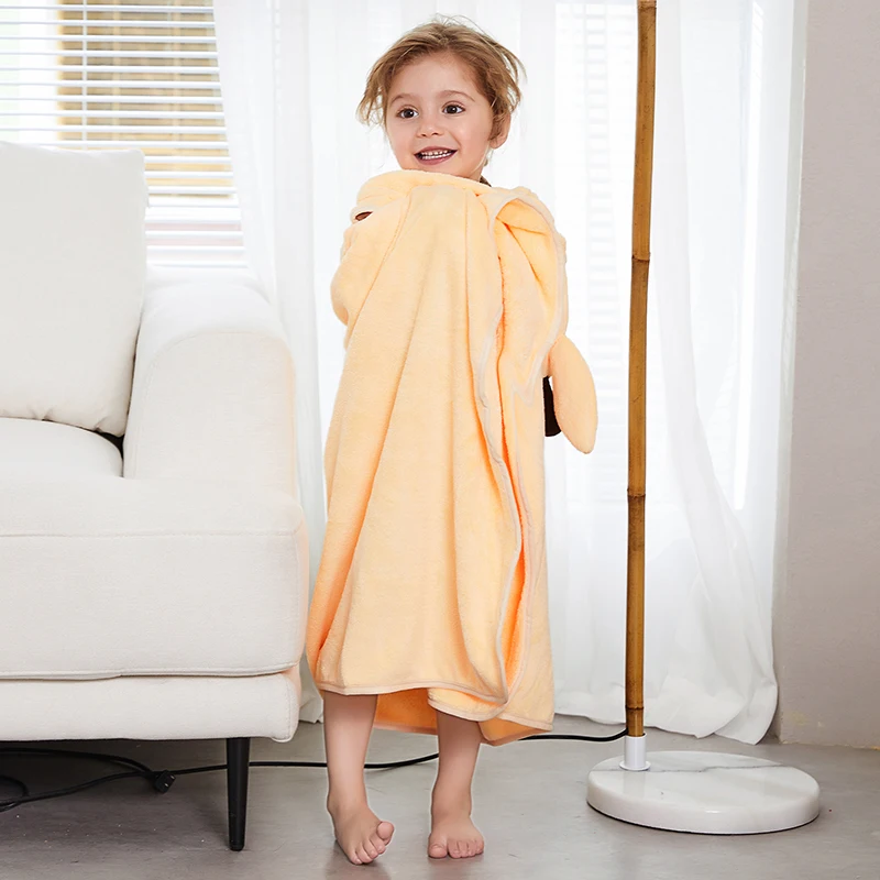 Michley Quick Dry Child Animal Bathrobe Girls Cartoon Giraffe Beach Towel  Boys Hooded Baby Bath Towel