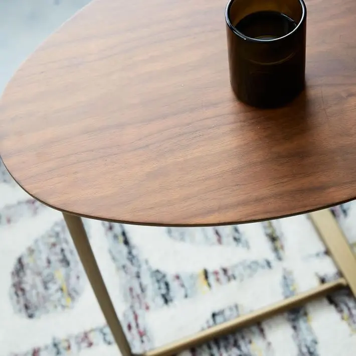 Bench Coffee Table Oval Shape Desktop Design