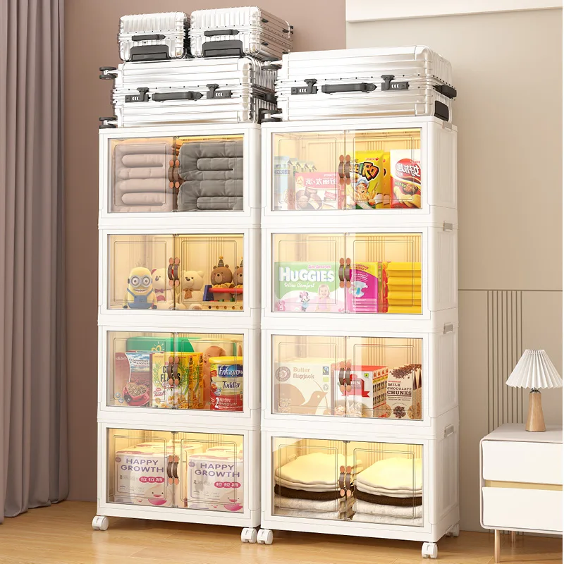 Foldable White Stackable Shoe Storage Box with Lids, Tiers