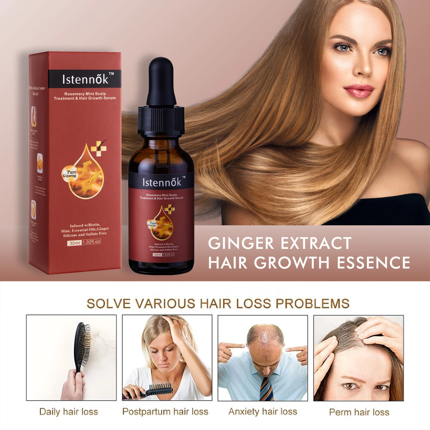 Восстанавливающая против выпадения восстанавливающая Мятная масляная сыворотка Elixirs для кожи головы от фирменного бренда, имбиря, розмарина, роста волос, 30 мл