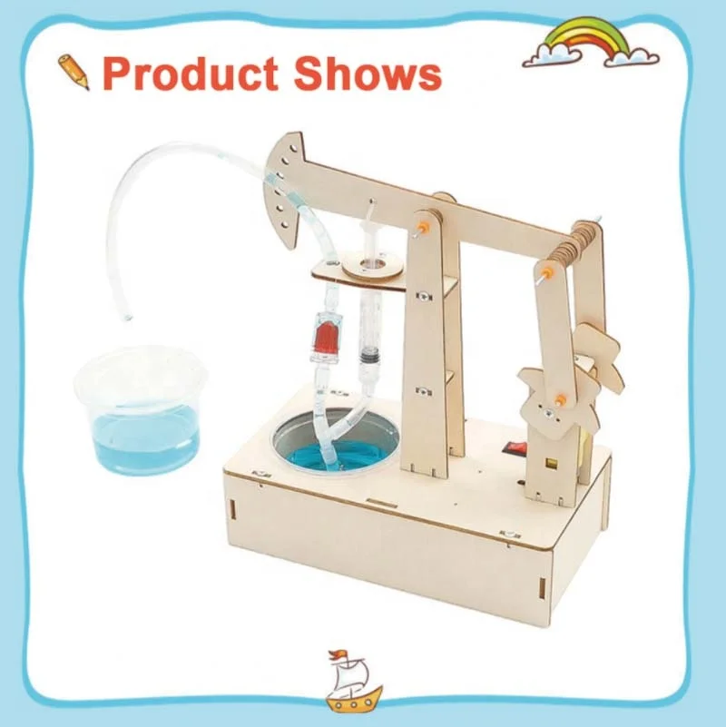 STEM Physics Science DIY Toys Assembly Well Pumping Unit Oil Exploitation Model Wooden Puzzle Teaching Tools Children Student