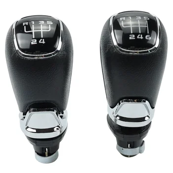 Chrome Leather Car Gear Shift Knob Lever Gaitor Boot Cover For Skoda Octavia A5 A6 2004 2005 2006 2007 2008 2009 2010 2011 2012