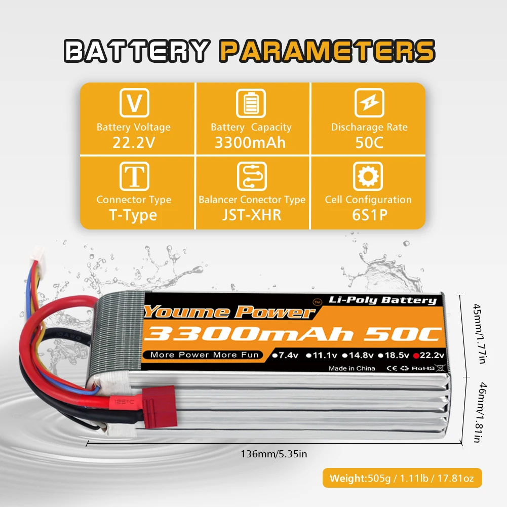 Model aircraft batteries 2-6s 5200mah 7.4V/11.1V/14.8V/18.5V/22.2V with T/TR/XT60/XT90/EC5 plugs manufacture