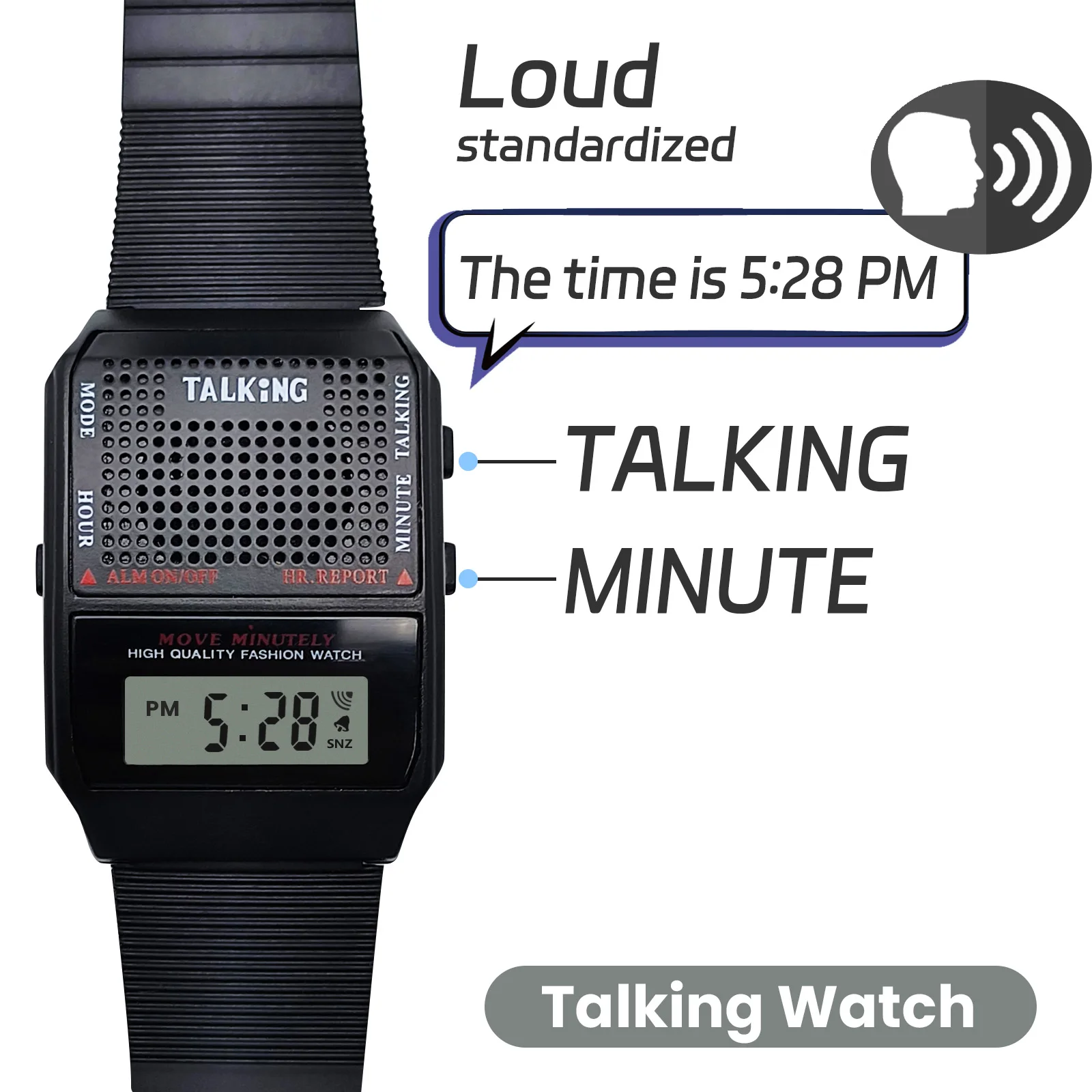 German Digital Talking Watch With Time and Alarm for Visually Impaired and Blind People