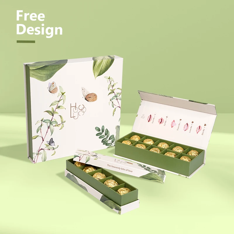 Custom Multiple Sizes Premium Paper Packaging Chocolate Strawberries Macaron Candy Box Food Packaging With Divider