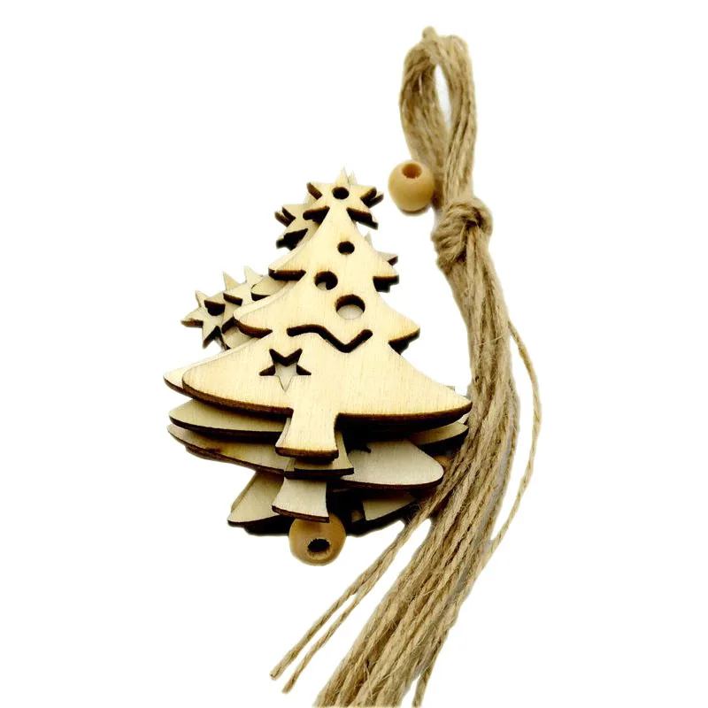 Creative Wood Craft Christmas Wooden Pendants Ornaments DIY Xmas Tree Ornament