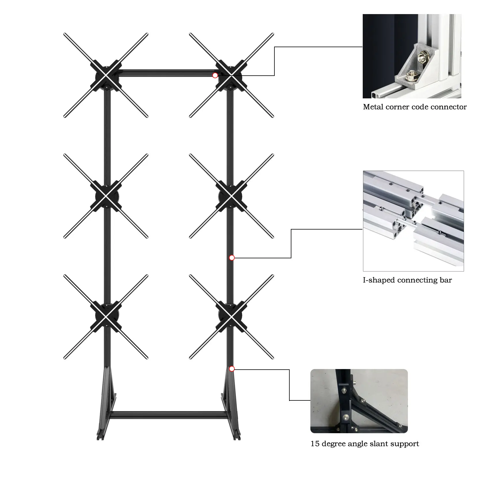 High Resolution 65cm 2X3 Splicing Fan Support Remote WIFI Bluetooth Hologram Projector 3D Hologram Fan for Exhibition Christmas