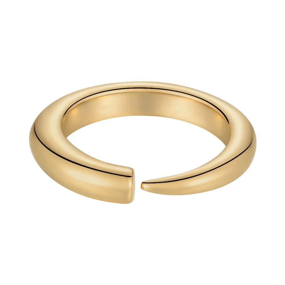 Original Design 18K Gold Plated Brass Jewelry Irregular Tapered Cylinder Hollow Tube Rings Punk Ring R224186