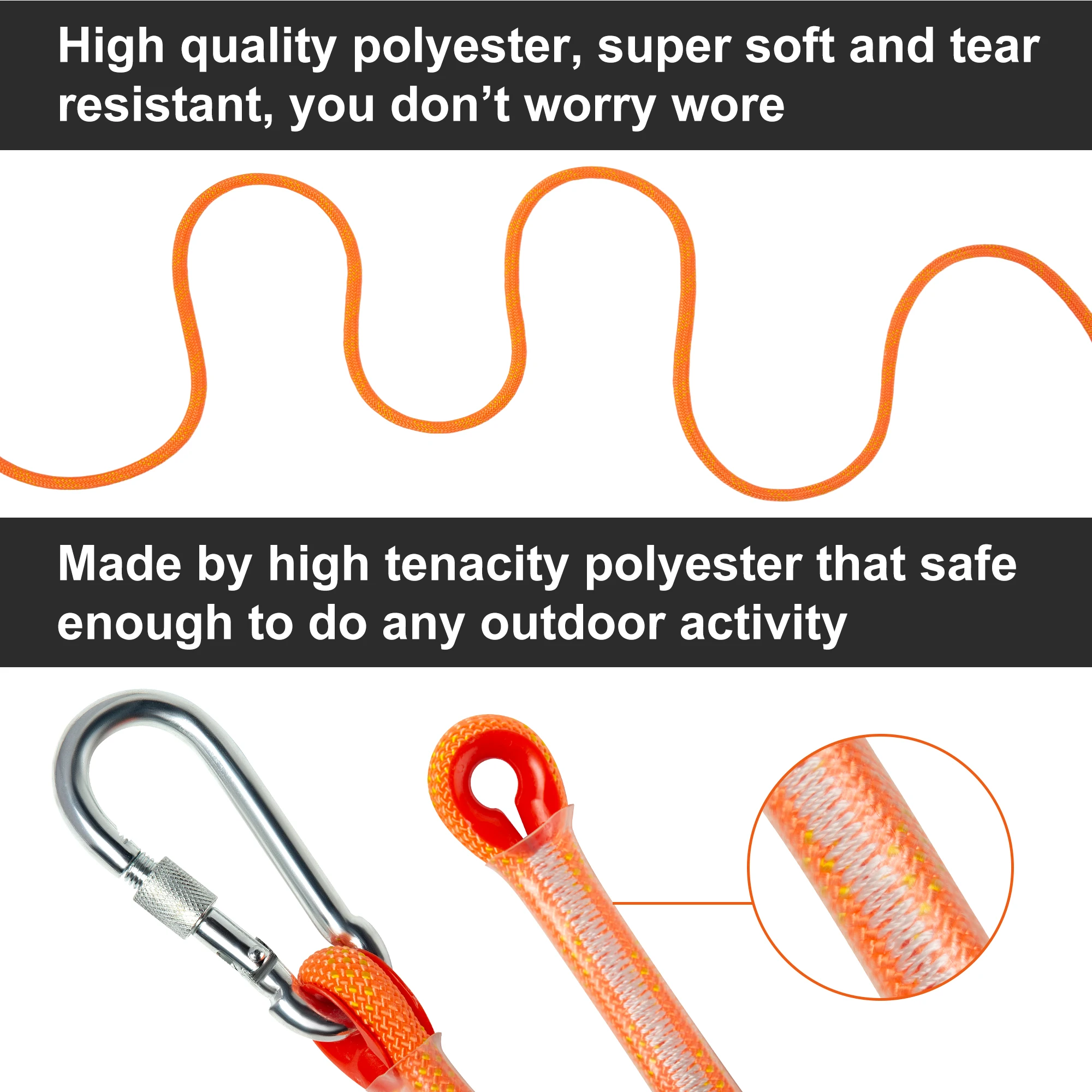 High Strength Rock Mountaineering Heavy Duty Mountine Rope 6mm 10mm 12mm 16mm Static Climbing