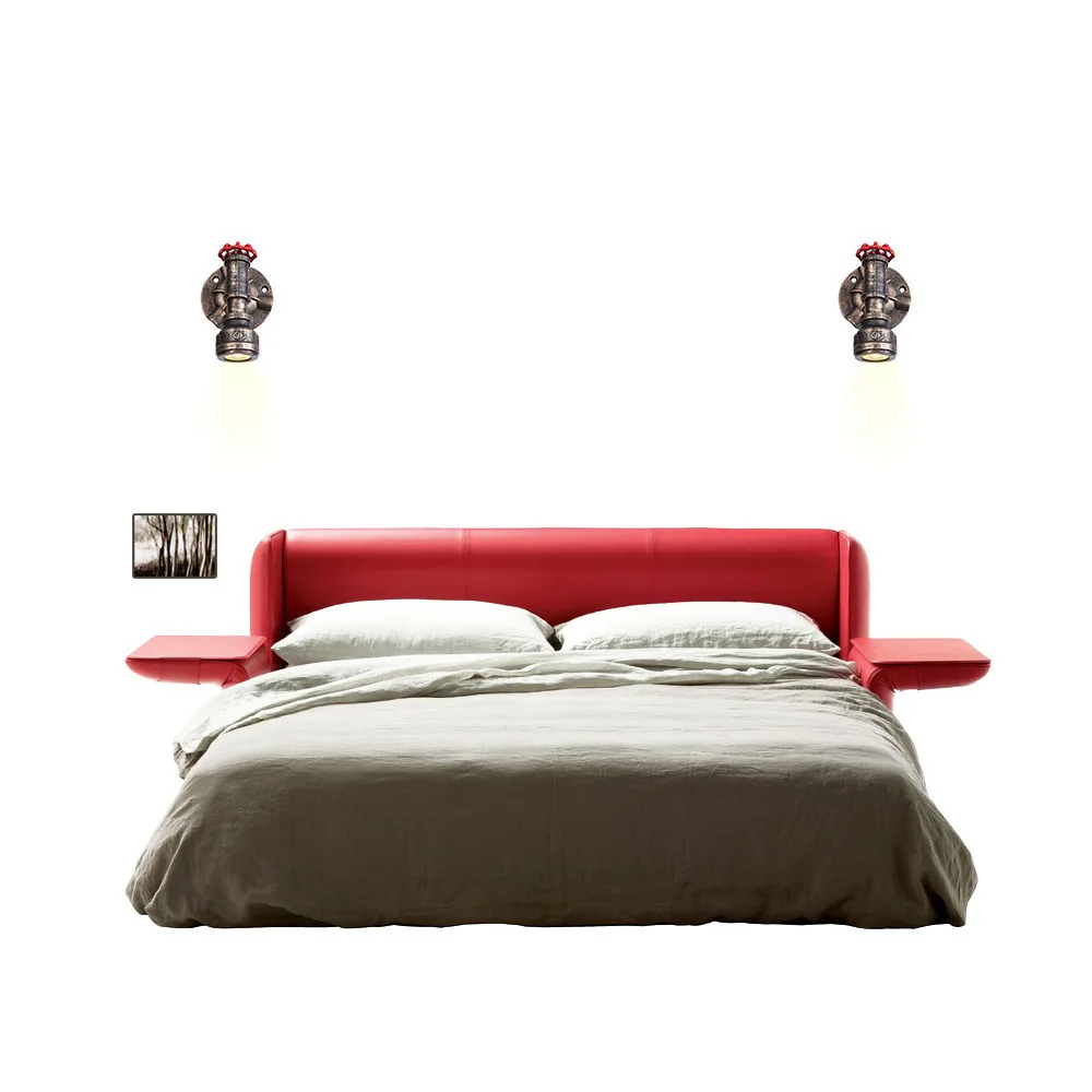 Decor bedroom living room indoor rustic iron wheel shaped water pipe wall light classic wall lamp