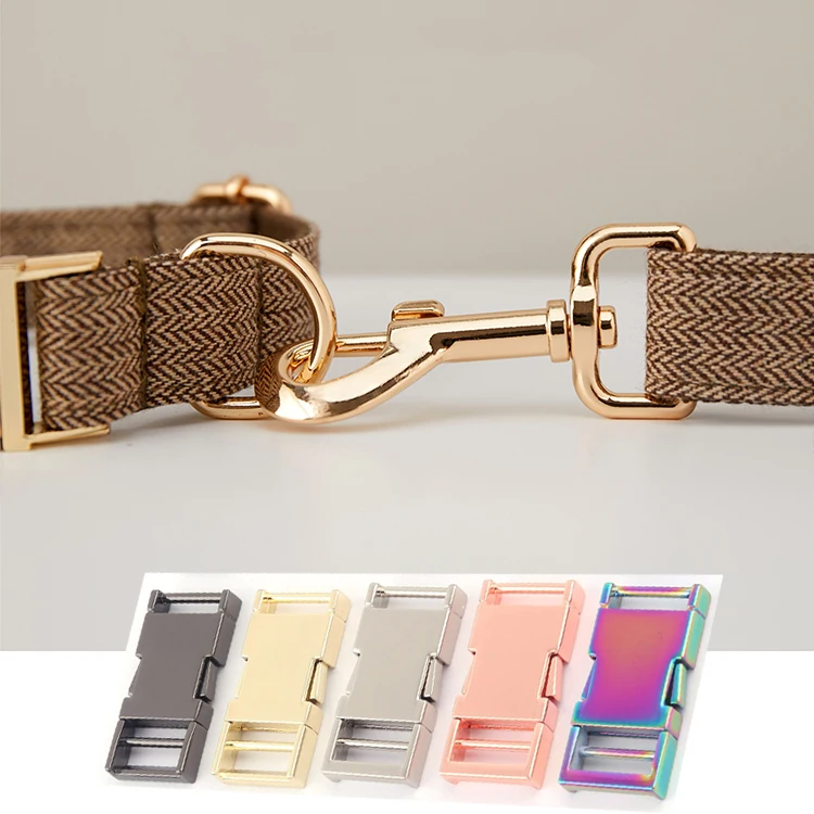 Luxury Premium Adjustable Tweed Fabric Metal Buckle Dog Bow Tie Collars