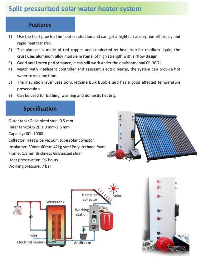 Stainless steel  Solar water heaters system for home or commercial