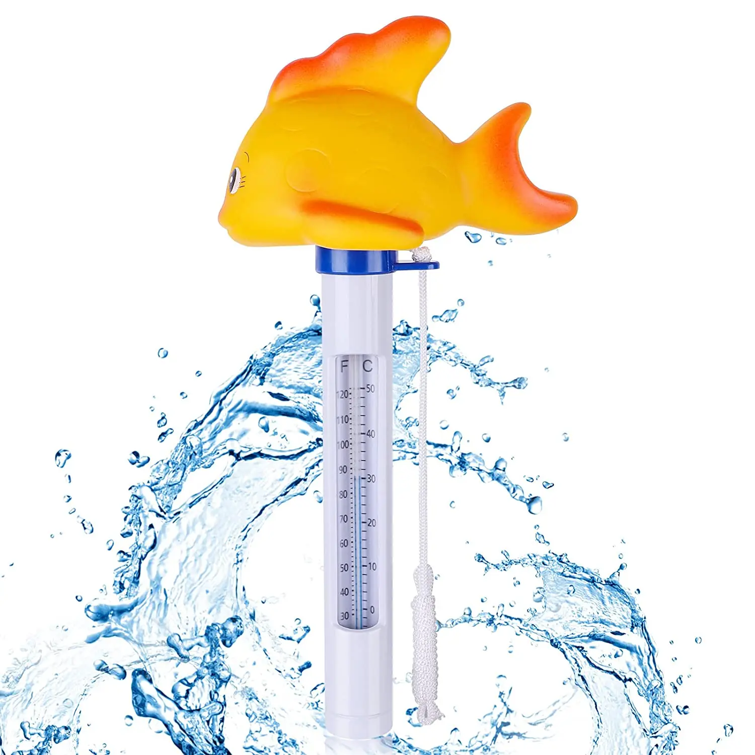 Spas Schwimmendes Schwimmbad-Thermometer Flamingo bruchsicher Whirlpools Teichwasserthermometer mit Schnur für Außen- und Innenschwimmbäder 