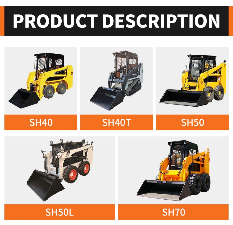 Farm Wheel Skid Steer Loader With Attachments Small Cabin Mini Skid
