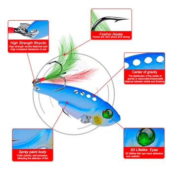 CHEERY 55mm 11gram Sink Vib Fishing Spinner Bait Blades 8 Color Meta Lure for Largemouth Trout for Ocean Boat River Lake Fishing – Lure – view 4