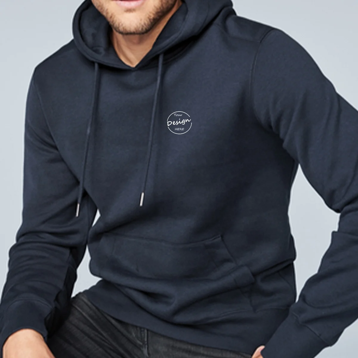 JL0811A High Quality Men Fleece Fabric 80 Cotton 20 Polyester Hoodies Puff Printing Pullover Hoodie for Men