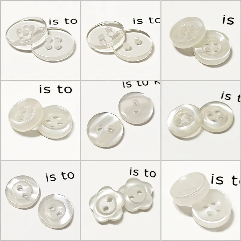 Custom Logo Color 10mm 11.5mm 12.5mm White Pearl Effect Resin Shirt Button