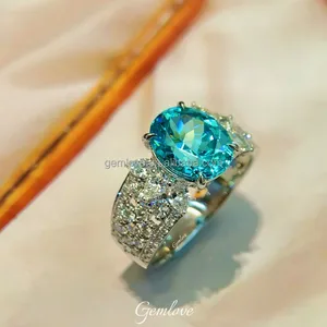 In Stock! 4.79ct Square Lace Ring - PT950 Lab Paraiba, Elegant Bridal Jewelry, Luxury Gift