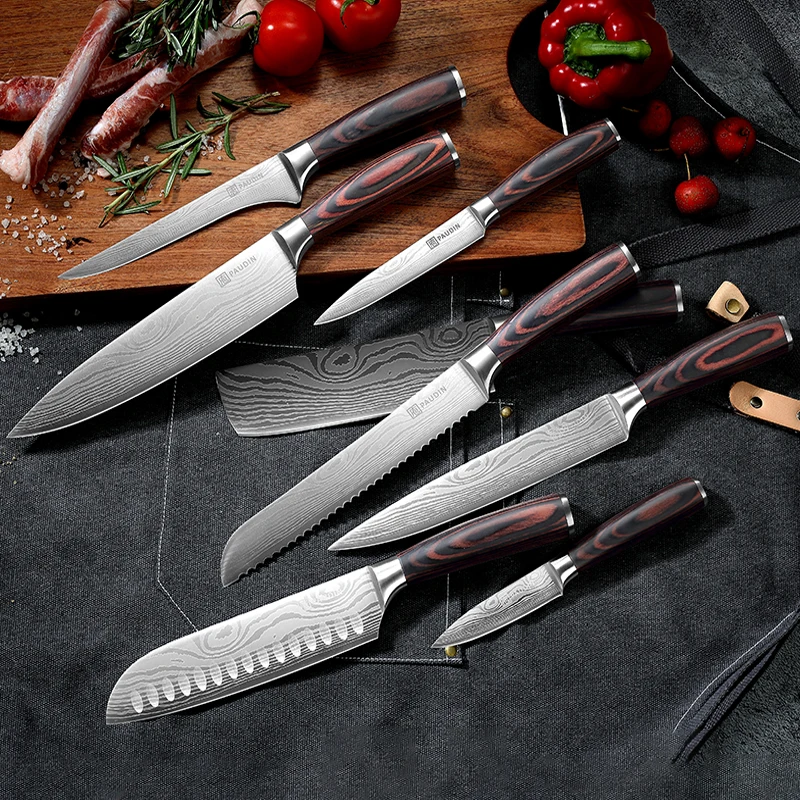 14pcs Block Kitchen Knife Set Stainless Steel Blade With Wooden Handle ...