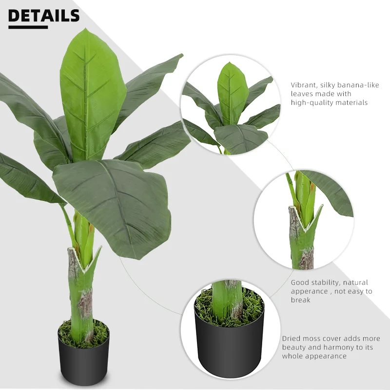Wholesale Large Artificial Banana Leaf Tree Bonsai Plant Artificial For
