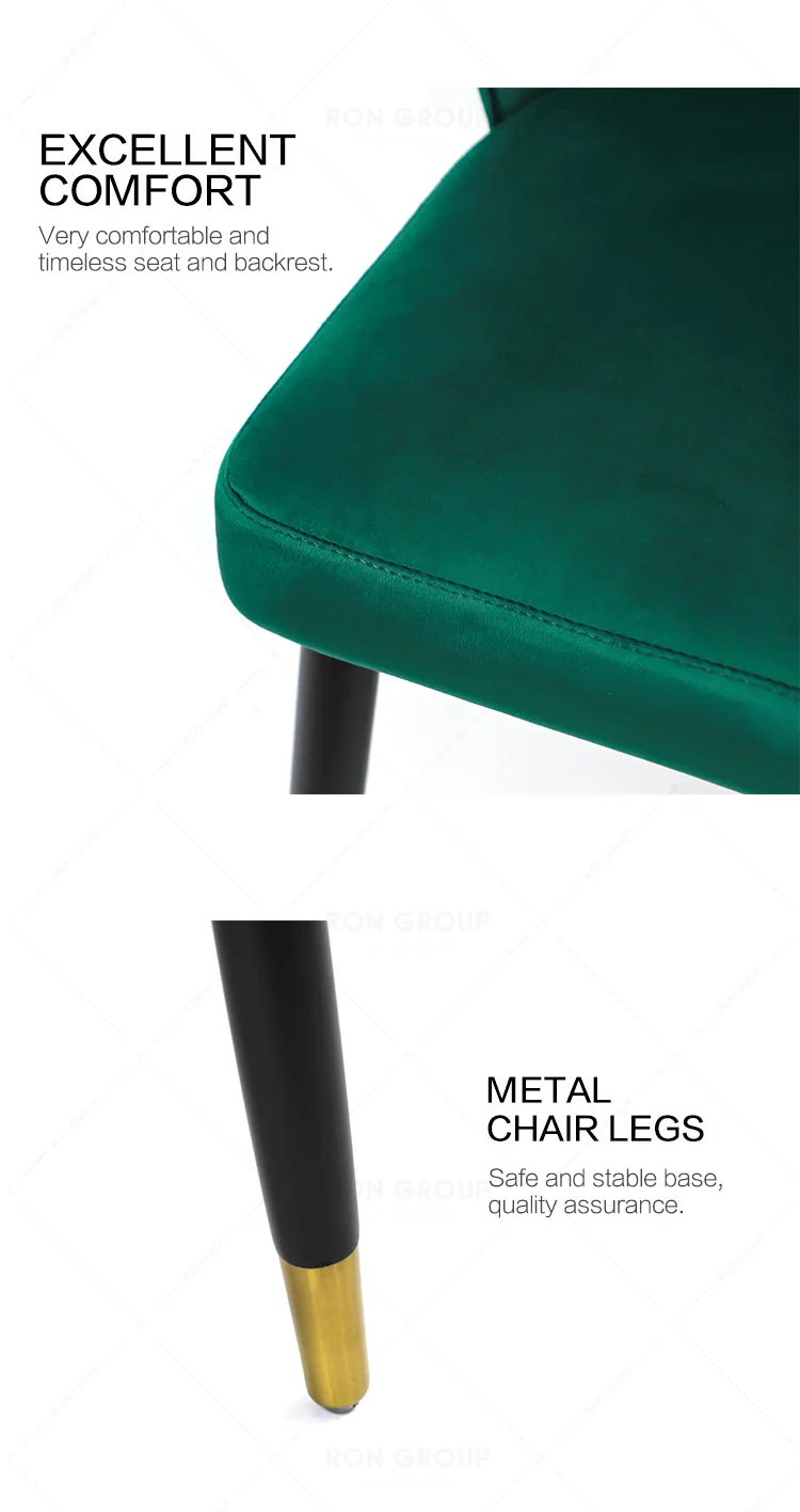 Modern Design Green Leather Dining Chair Comfortable Upholstered Soft Chair for Home or Hotel/Restaurant Hot Sale